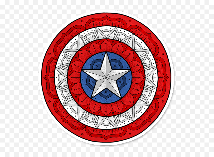 Mandala Shield Sticker - Captain America Logo Patch Emoji,Mandala Logo
