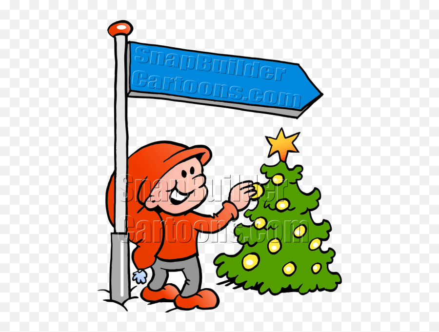 Christmas Elf Under Sign Post With Tree Emoji,Christmas Tree Logo