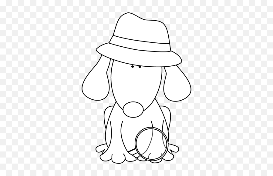 Black And White Detective Dog Detective Themed Classroom - Black And White Detective Clip Art Emoji,Detective Clipart