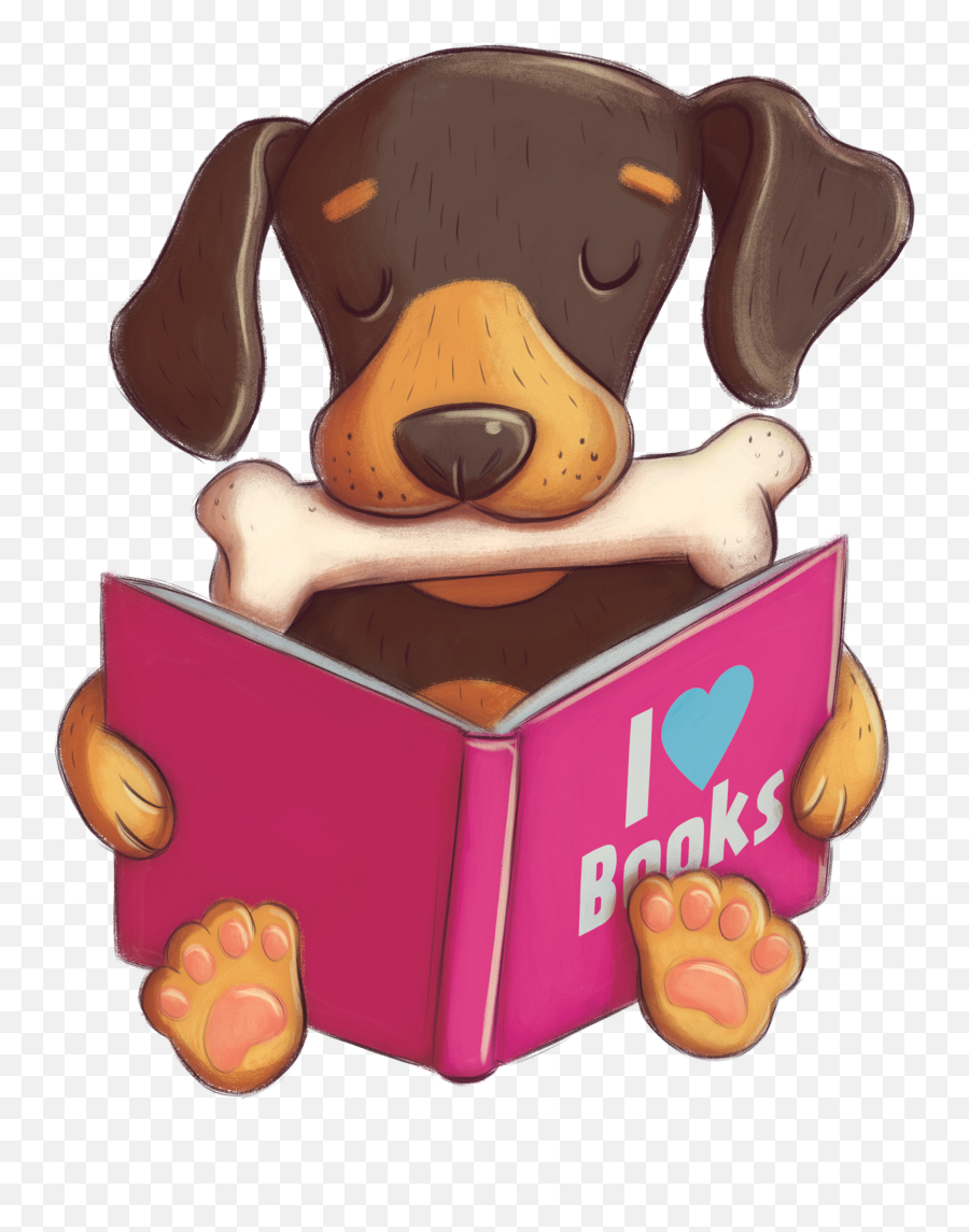 Dogs Clipart Spring Dogs Spring - Dog Reading Book Cartoon Png Emoji,Dogs Clipart