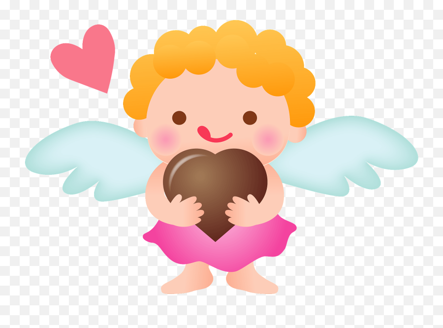 Cupid Holding Chocolate Heart Clipart Free Download - 2 Emoji,Cupid Clipart