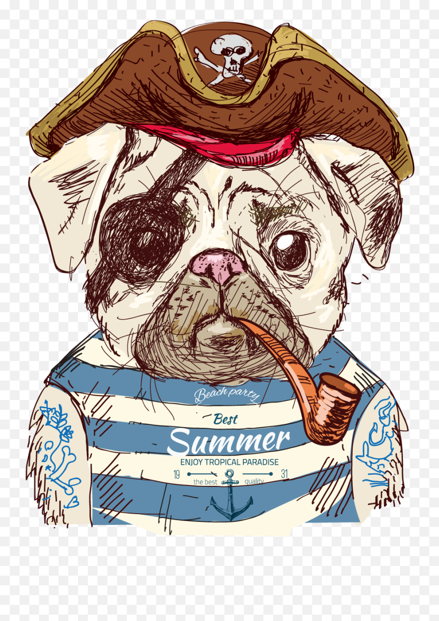 Download Cute Pug Dog Illustration - Draw A Easy Cute Pug Face Emoji,Pug Clipart