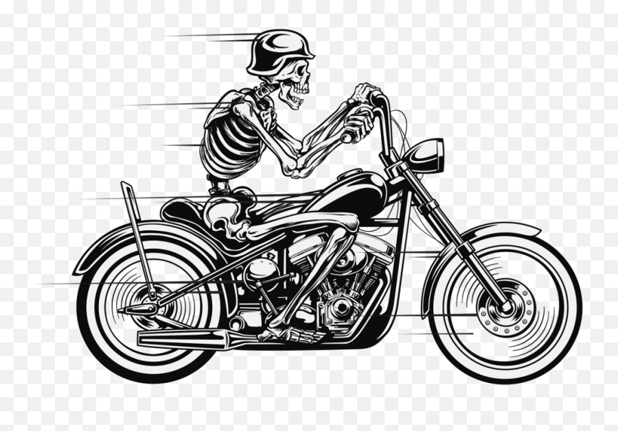 Skeleton Bike Biker Bikeride Skelett - Skeleton Motorcycle Png Emoji,Motorcycle Clipart
