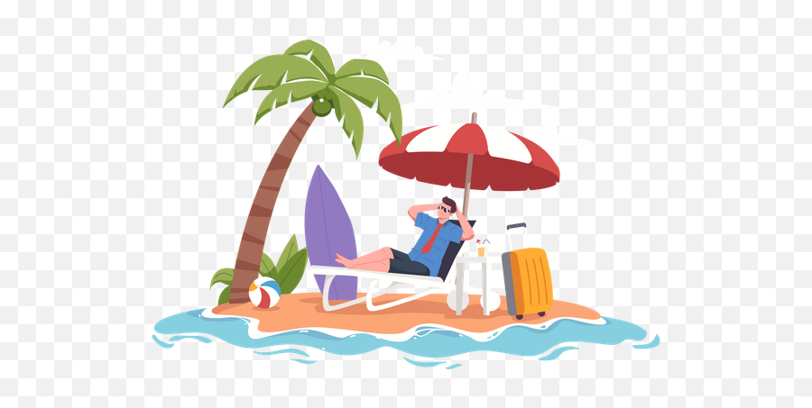 Best Premium Man Relaxing At Beach During Summer Emoji,Relaxing Clipart