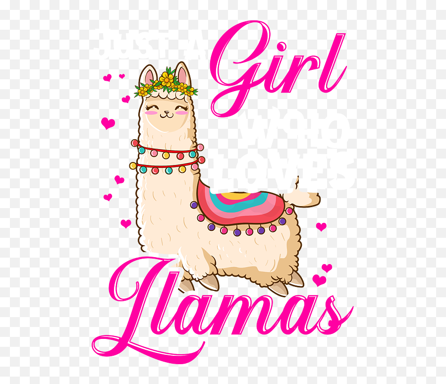 Funny Just A Girl Who Loves Llamas Cute Women Lama Greeting Emoji,Llama Face Clipart