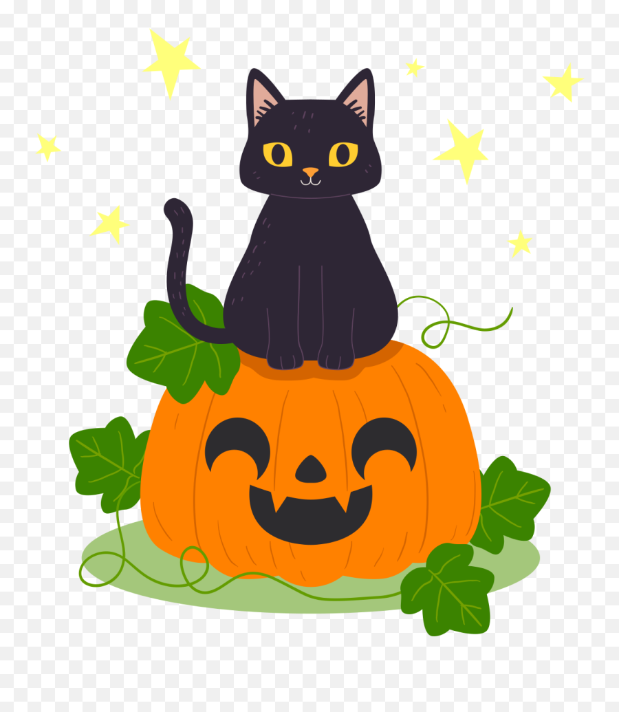 Cute Halloween Cat Halloween Wall Sticker Emoji,Black Cat Transparent Background