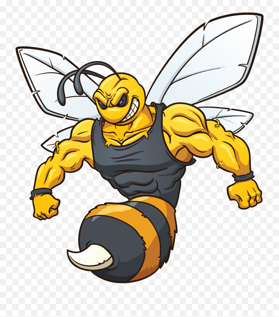 Bee Wasp Clip Art - Strong Cartoon Bee 3000x2657 Png Strong Bee Emoji,Strong Clipart