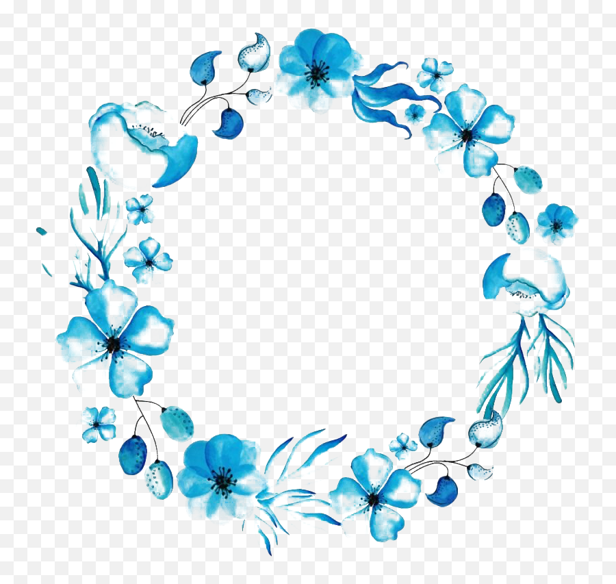 Floral Blue Frame Png Transparent Images Png All - Wuthering Heights Sticker Emoji,Flower Circle Png