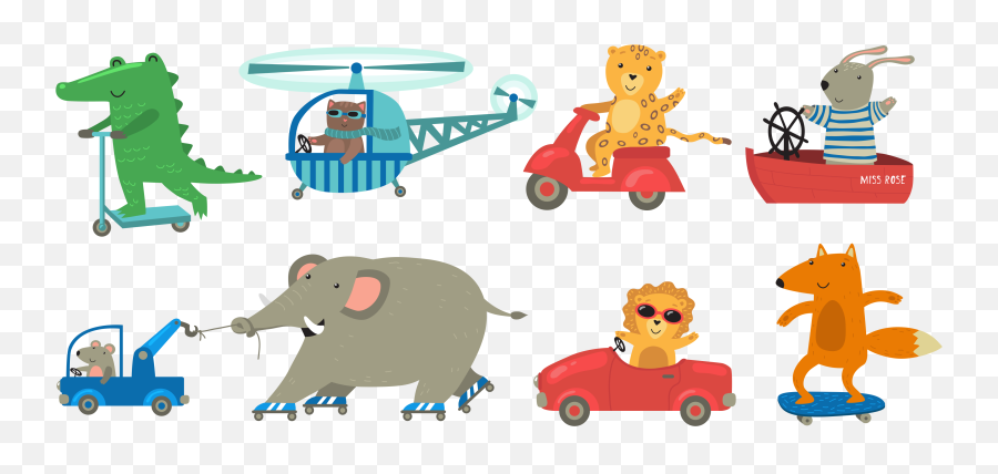 Animals Toy Transport Set Childrenu0027s Sticker - Tenstickers Emoji,Circus Animal Clipart