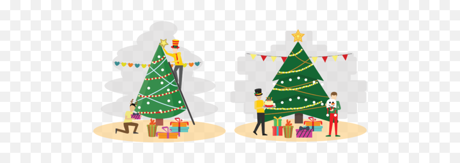Christmas Star Tree Illustration Set - For Holiday Emoji,Christmas Star Clipart