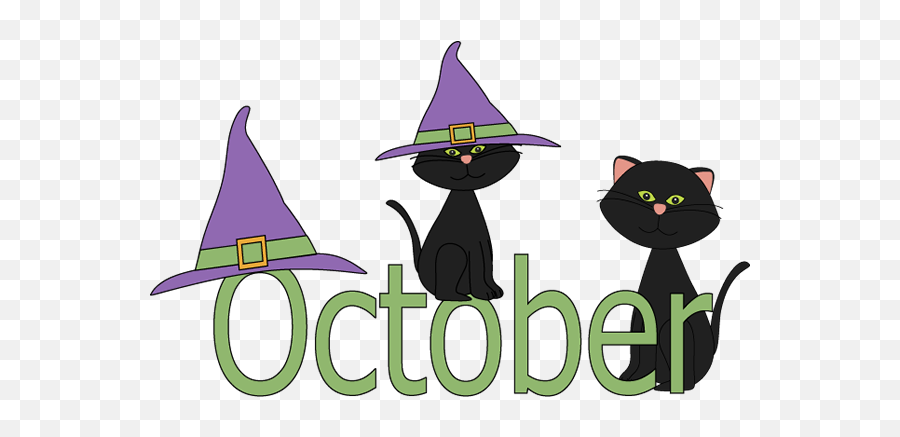 October Black Cats Clip Art - Month October Clip Art Emoji,October Clipart