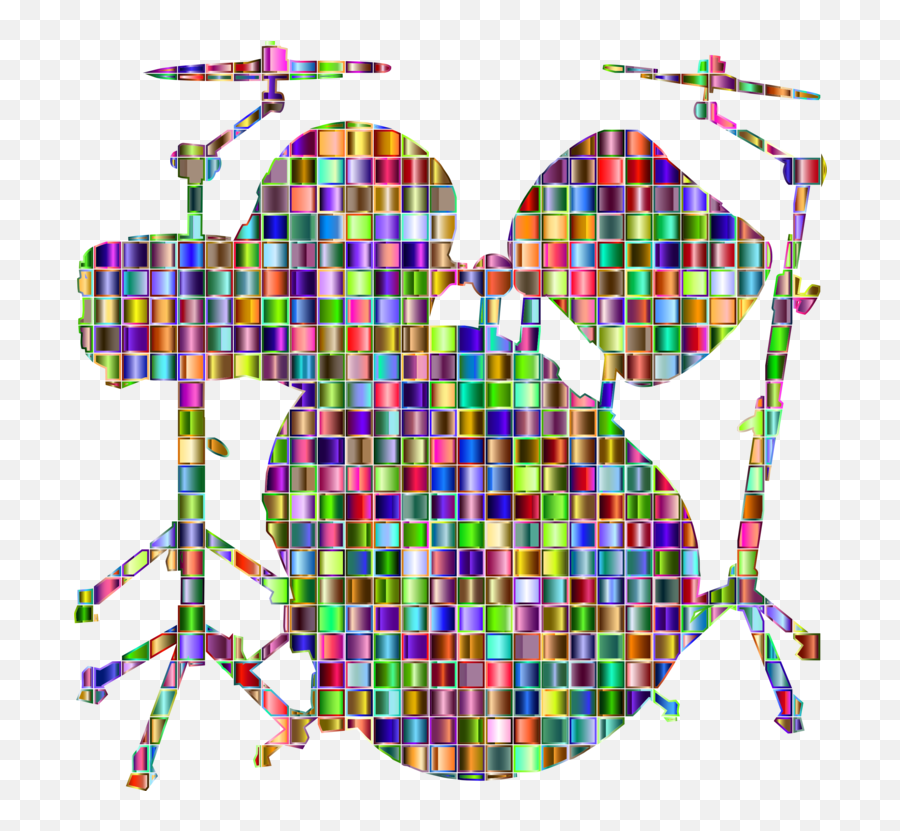 Line Art Drum Kits Png Clipart - Drum Mosaic Emoji,Drum Set Clipart