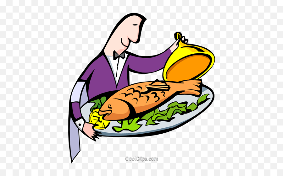 Fish Platter And Waiter Royalty Free - Prato De Peixe Desenho Emoji,Fish Food Clipart
