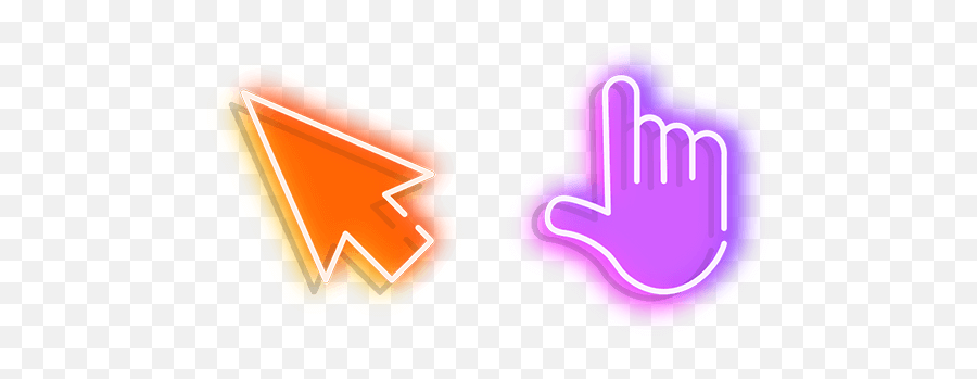 Orange Arrow And Purple Hand Neon Purple Hands Neon Purple - New Roblox Arrow Cursor Emoji,Pointer Png