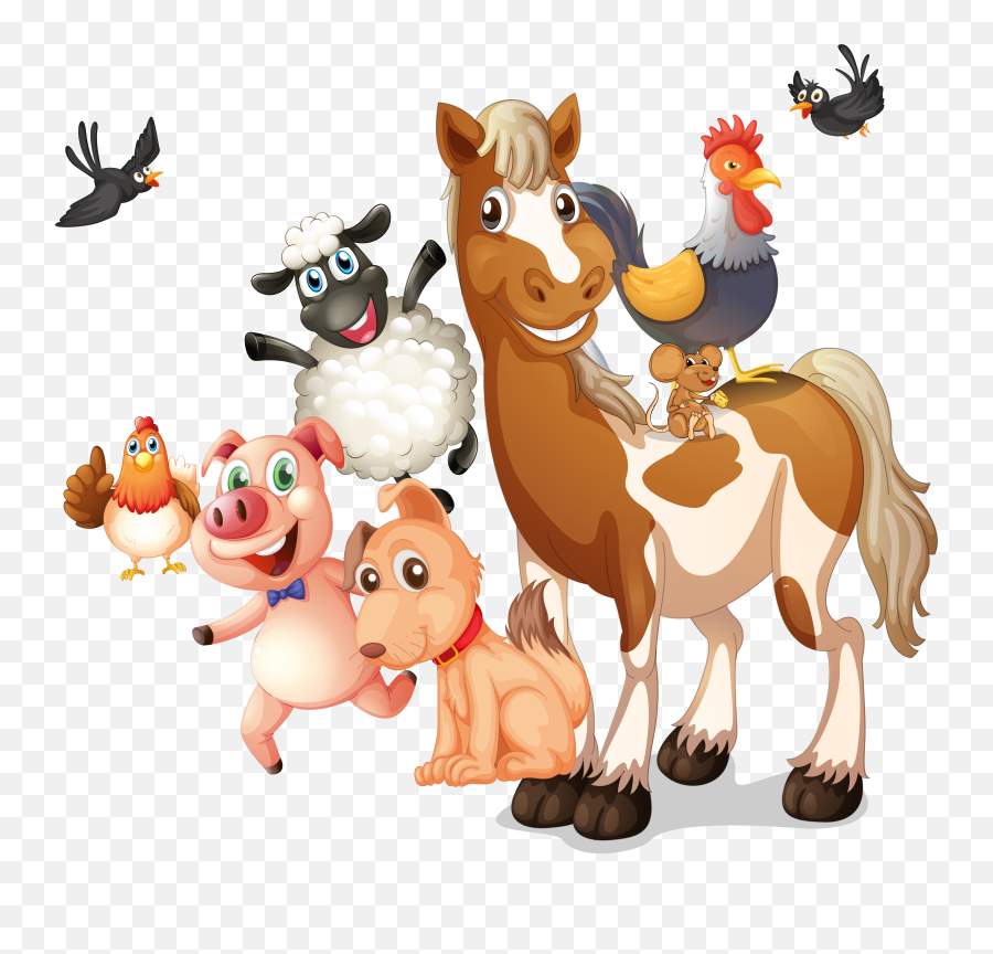 Farm Livestock Illustration - Vector Cartoon Animals Png Emoji,Farm Animals Clipart