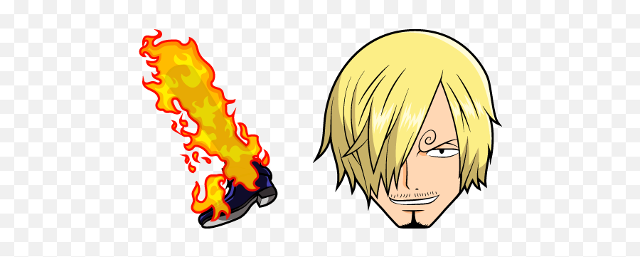 One Piece Sanji And Fire Leg Cursor U2013 Custom Cursor Emoji,Cartoon Legs Png