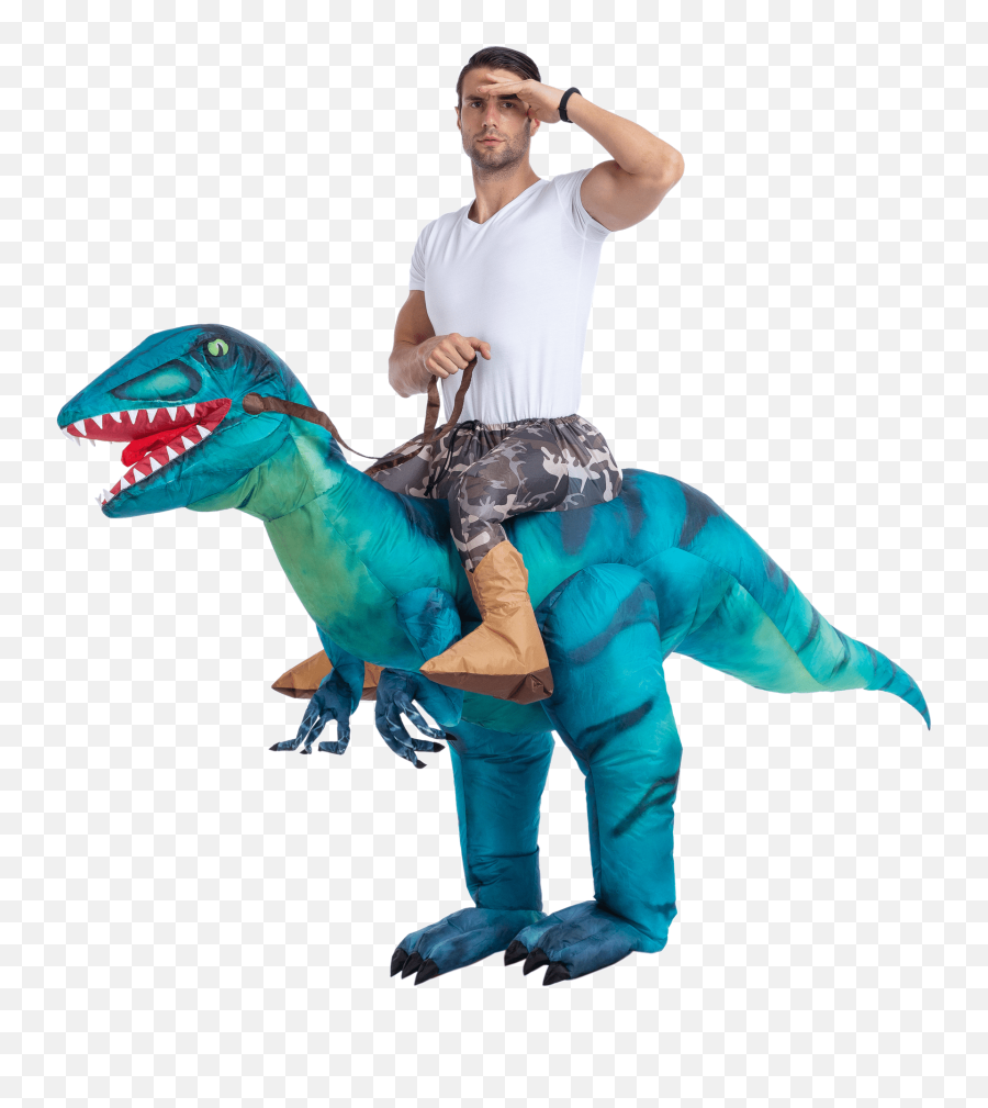 Inflatable Dinosuard Costume Transparent Png - Air Dinosaur Inflatable Costume Emoji,Dinosaur Transparent Background
