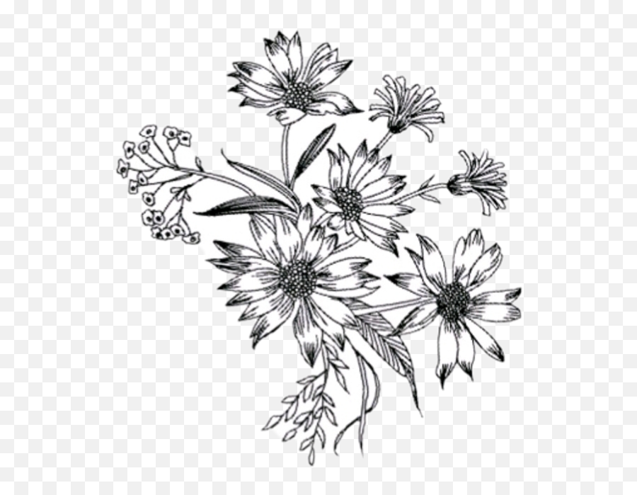 Black And White Hd Png Download - Floral Emoji,Tumblr Png Black And White