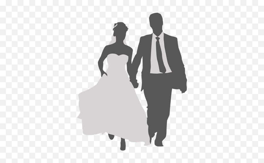Wedding Couple Walking Silhouette 2 By Vexels - Wedding Man Man And Woman Wedding Silhouette Emoji,Walking Silhouette Png