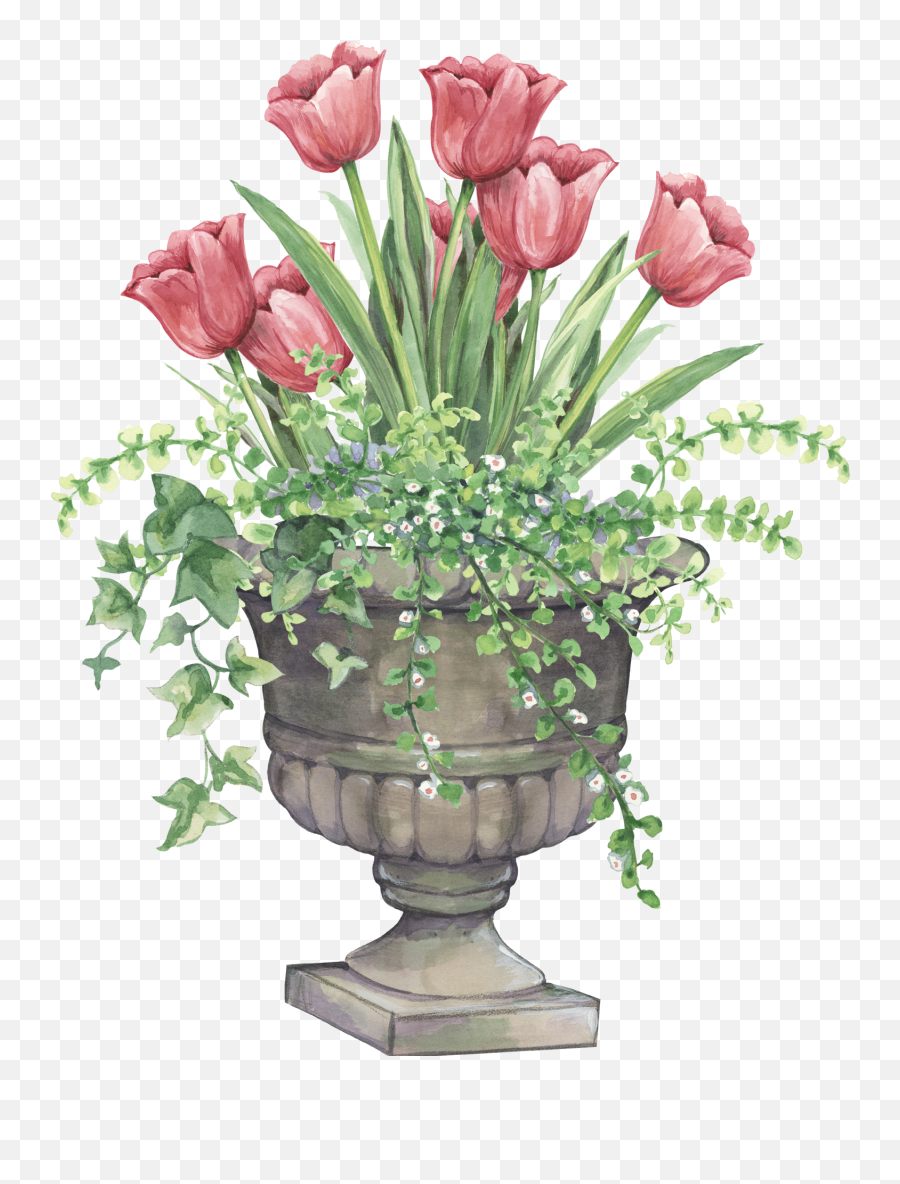 Download Hd Tulip Planter Tulip Clipart Flower Clipart - Tulip Vase Emoji,Tulip Clipart