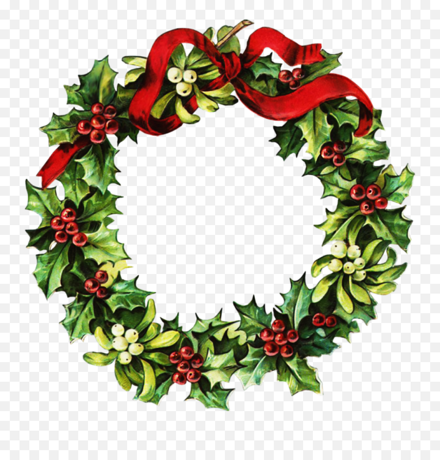 Victorian Christmas Wreath Clipart - Christmas Wreath Clip Art Emoji,Wreath Clipart