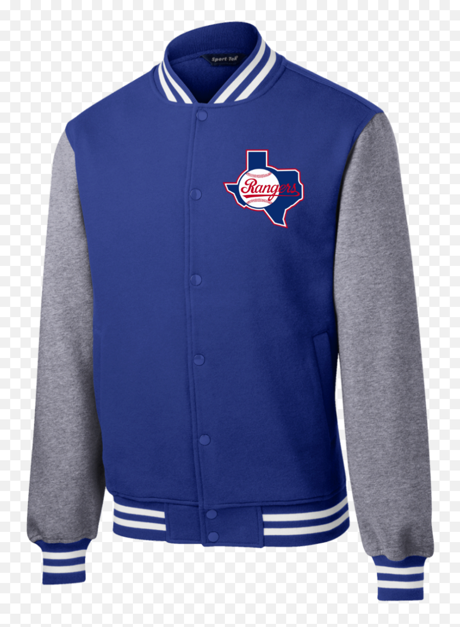 Official Texas Rangers State Logo Sport - Tek Fleece Letterman Jacket Fleece Jacket Emoji,Texas Rangers Logo