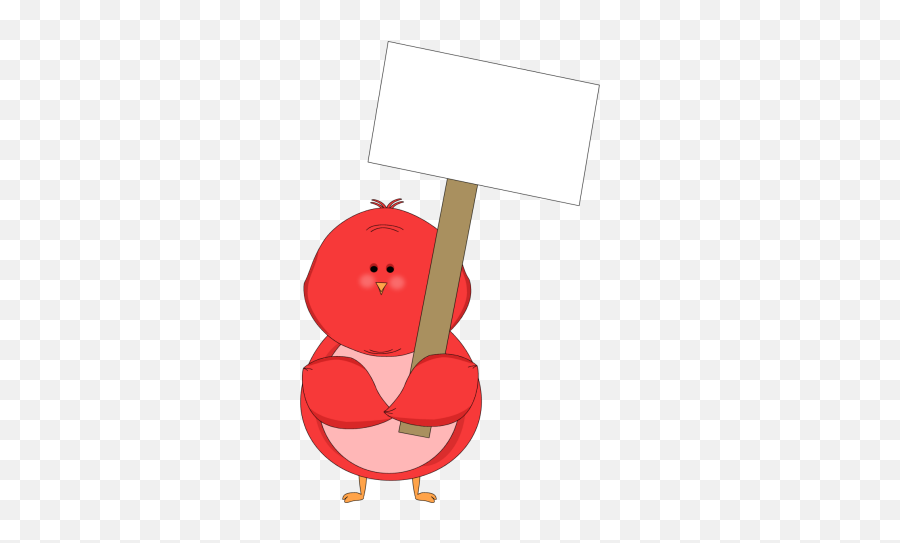 Download Red Bird Holding A Blank Sign Clip Art - Clip Art Emoji,Picket Sign Png
