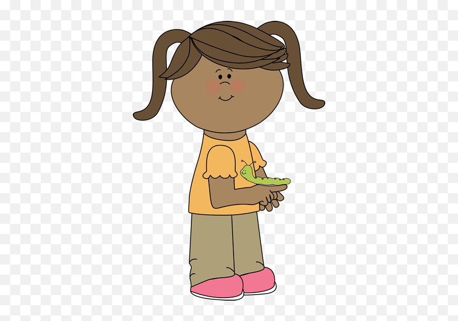 Girl With A Caterpillar Clip Art - Girl With A Caterpillar Image Emoji,Caterpillars Clipart