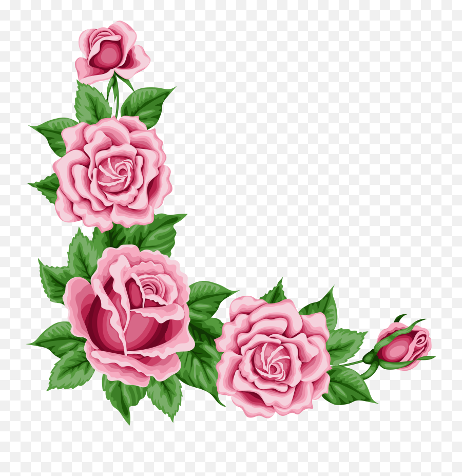 Rose Corner Border Png Transparent Png - Transparent Background Flower Corner Border Emoji,Rose Border Png