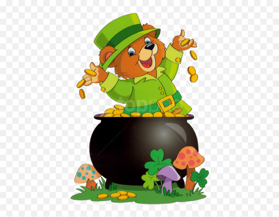 Free Png Download Saint Patrick Bear With Pot Of Gold - Good Morning Happy St Day Emoji,Pot Of Gold Png