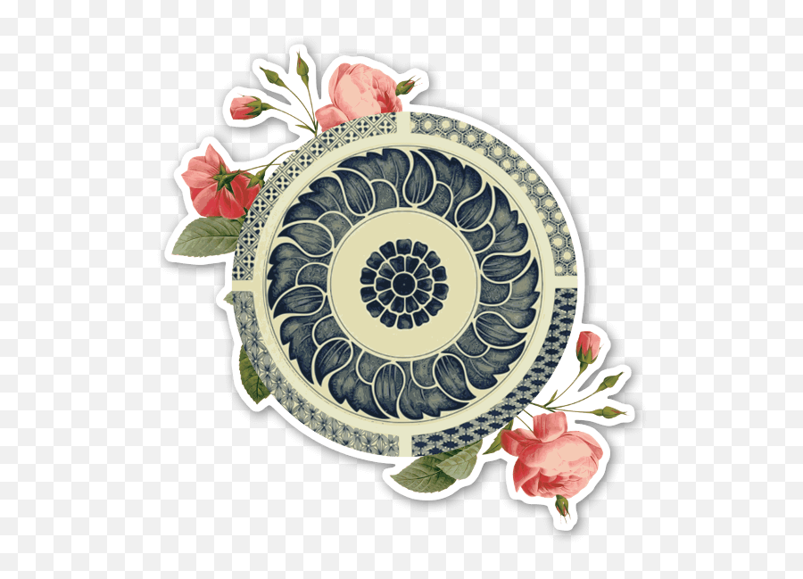 Die Cut Round Marble Flower U2013 Stickerapp Shop - Examples Of Chinese Selected From Objects In The South Kensington Museum And Other Collections Emoji,Flower Circle Png