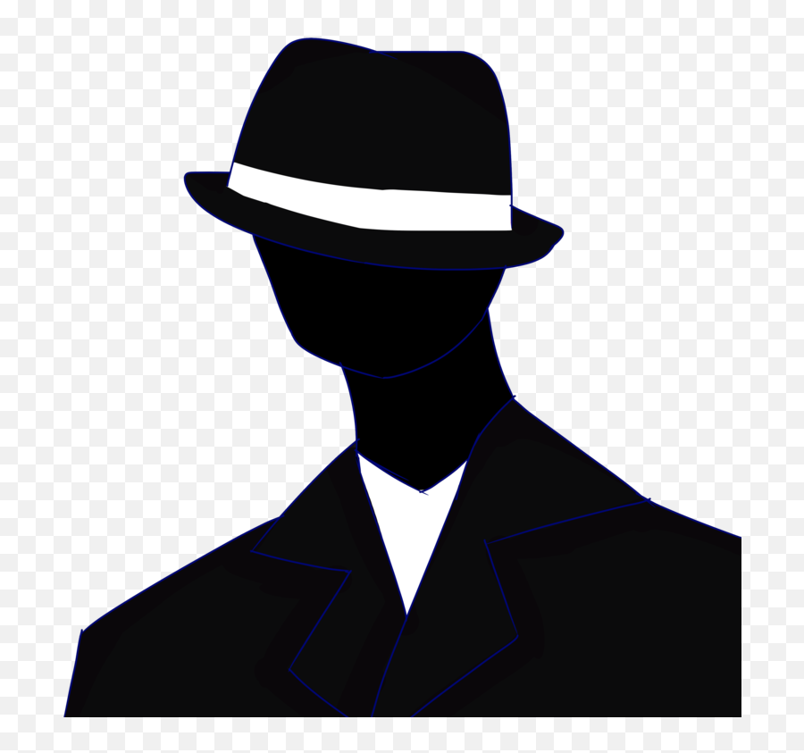 Fedora Silhouette Black White Clip Art - Mystery Man Png Emoji,Fedora Clipart