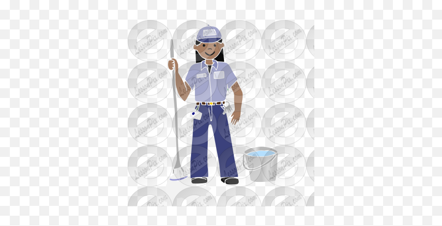 Custodian Stencil For Classroom Therapy Use - Great Emoji,Janitor Clipart