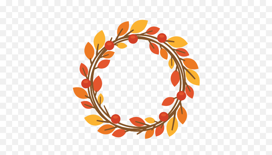Fall Wreath Svg Scrapbook Cut File Cute Clipart Files For - Transparent Fall Wreath Clip Art Large Emoji,Floral Wreath Clipart