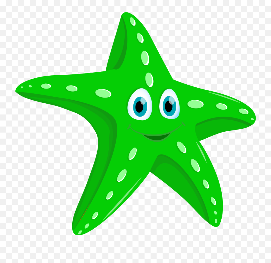 Green Clipart Starfish Green Starfish - Fish Cartoon Images Hd Emoji,Starfish Clipart