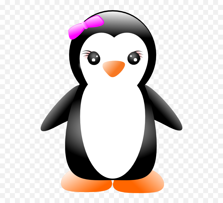 Cartoon Penguin With Bow Clipart - Penguin Girl Clipart Emoji,Clipart Penquin