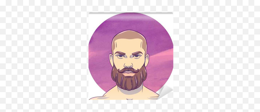 Young Bald Man With A Mustache And Beard On The Background Of The Watercolor Circle Wall Mural U2022 Pixers - We Live To Change Sakall Kel Adam Emoji,Watercolor Circle Png