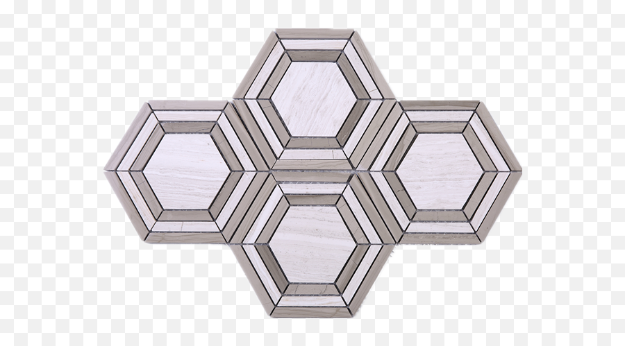 Brown Hexagon Pattern Stone Mesh Mounted Mosaic Tile - Wood Marble Hexagon Tiles Emoji,Hexagon Pattern Png