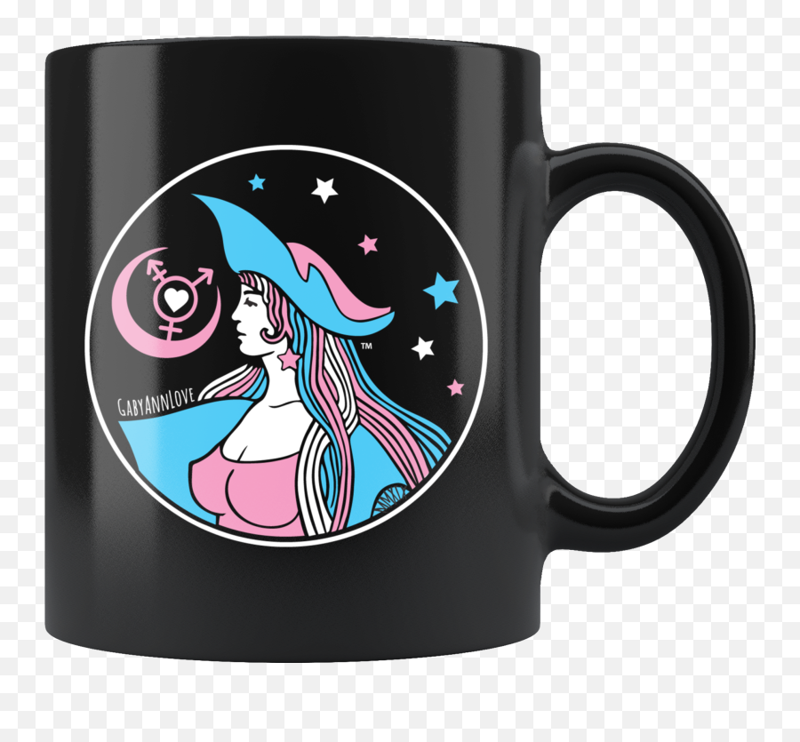 Transgender Defender Gal Logo Black Ceramic Mug Emoji,Transgender Symbol Png