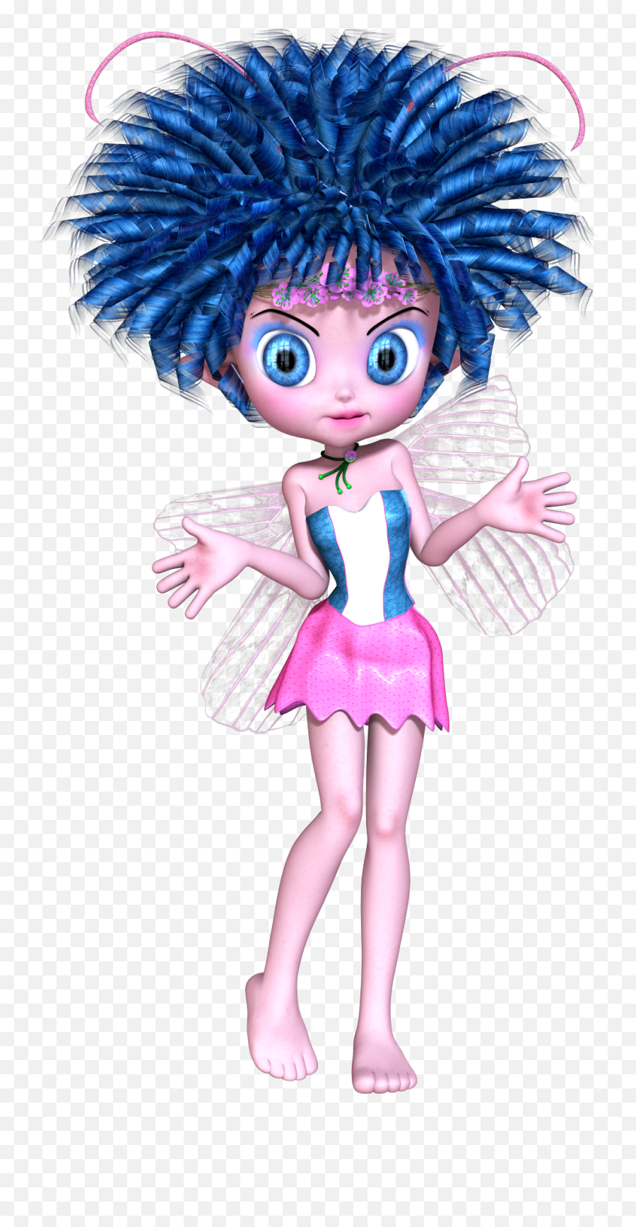 Colorful Fairy With The Blue Hair At White Background Emoji,Fairy Transparent Background