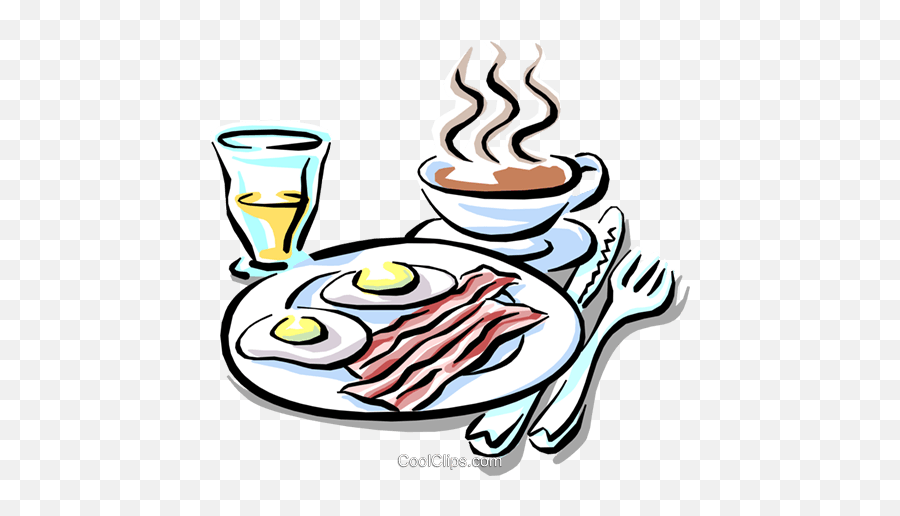 Bacon Eggs With Coffee Royalty - Hot Breakfast Clipart Emoji,Bacon Clipart