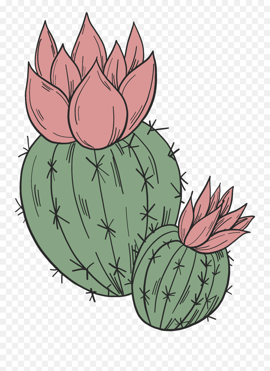 Blooming Cactus Clipart - Blooming Flowers And Cactus Cliparts Emoji,Cactus Clipart