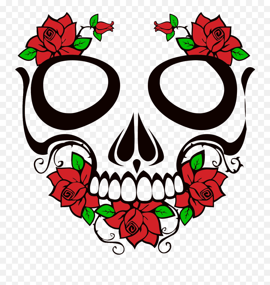 Free Sugar Skull Transparent Background - Skull And Roses Clipart Emoji,Sugar Skull Clipart