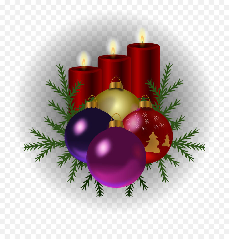 Christmas Decorations - Candles And Ornaments Clipart Free Christmas Decorations Clipart Emoji,Christmas Ornament Clipart