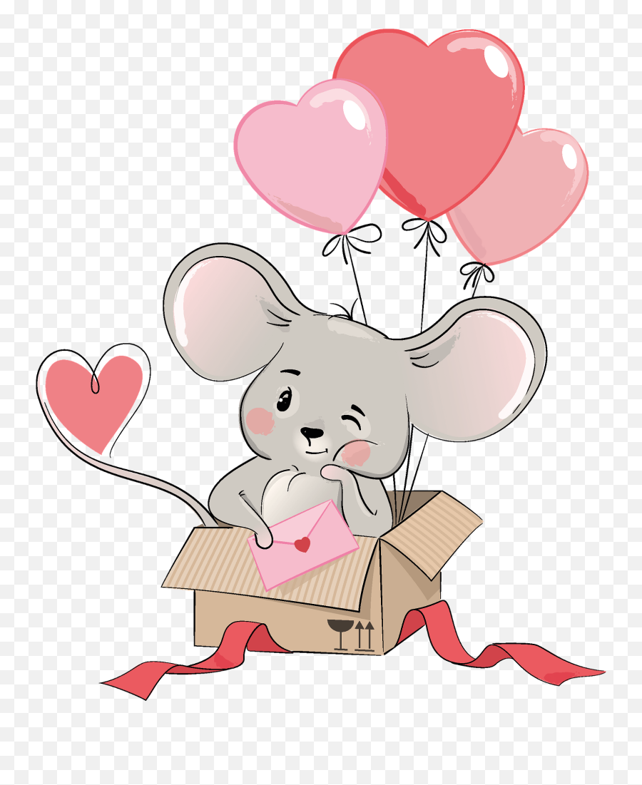 Cute Mouse In Gift Box Clipart Free Download Transparent - Clipart Cute Mouse Emoji,Gift Box Clipart