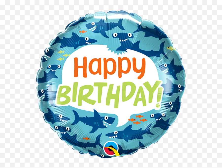 Fun Shark Happy Birthday Balloon - Balloon Transparent Emoji,Happy Birthday Balloons Clipart