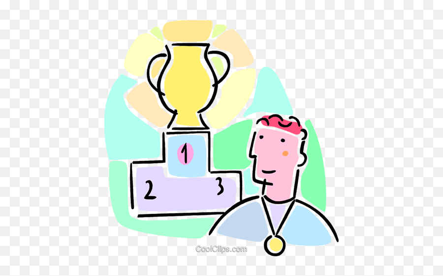 Athlete With Medal And Trophy Royalty Free Vector Clip Art Emoji,Athlete Clipart