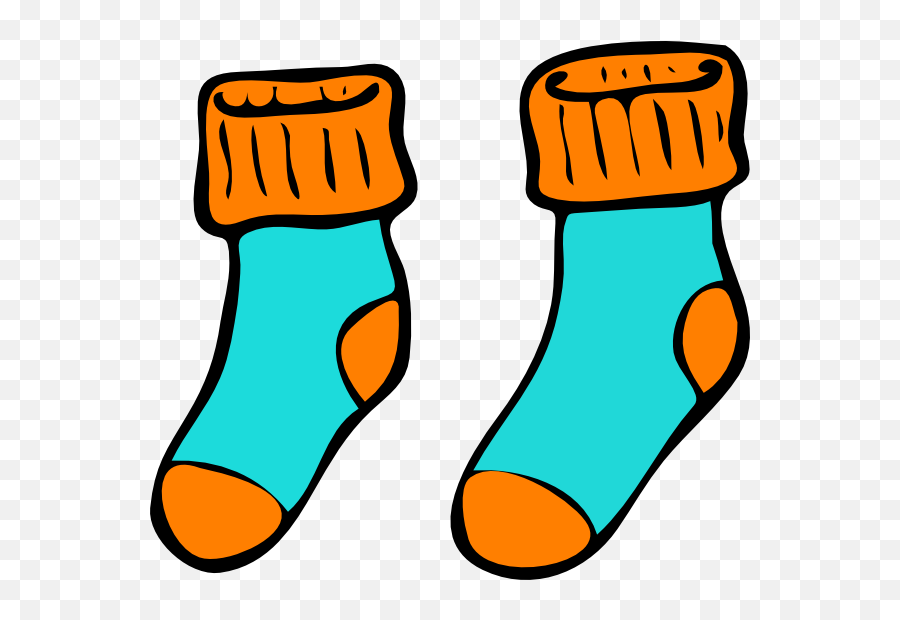 Turquoise Orange Sock Clip Art - Sock Clipart Emoji,Socks Clipart