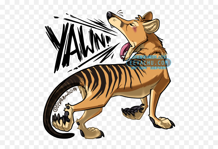 Thylacine Tasmanian Tiger Wolf Sticker Emoji,Yawn Clipart