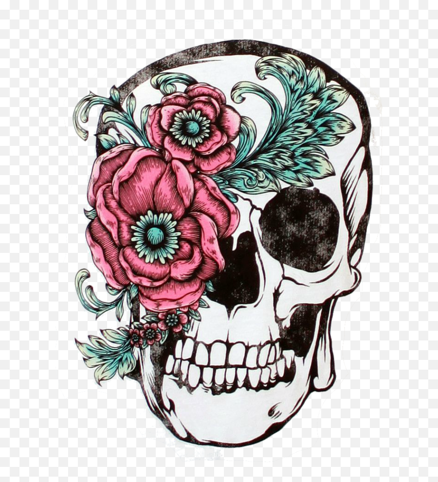 Calavera Flower Sleeve Skull Tattoo - Sugar Skull Flower Emoji,Sugar Skull Clipart